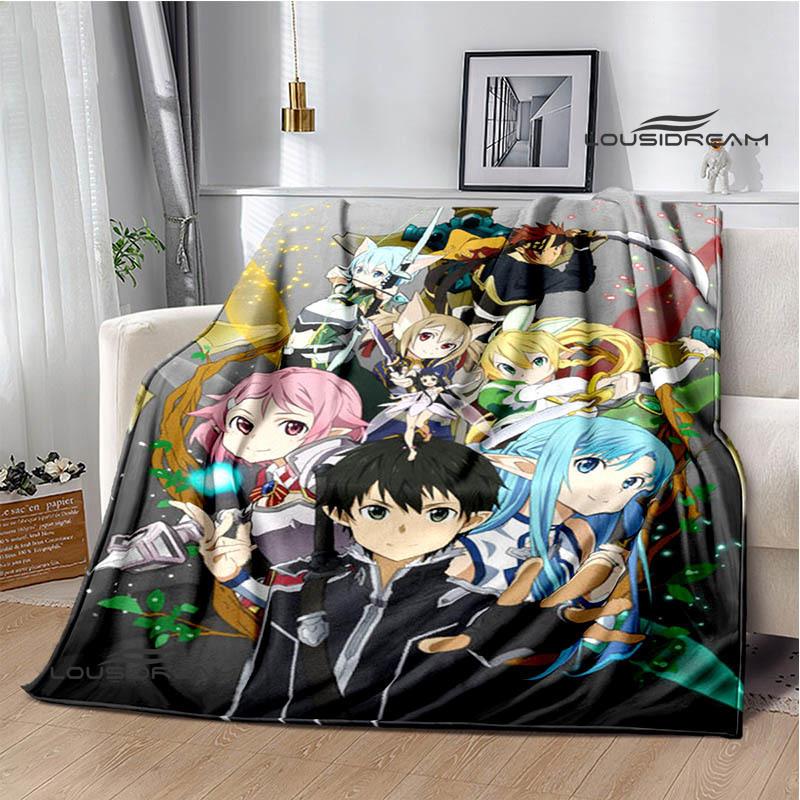 Мультяшные пледы с принтом Sword Art Online Плед для пикника Теплые фланелевые пледы Постельные принадлежности для дома Подарки на день рождения