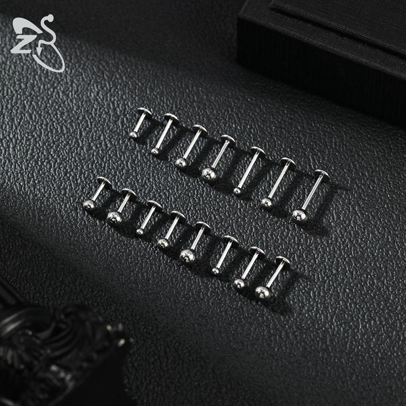 ZS 6 Pcs/lot Internal Thread 16G/18G Stainless Steel Labret Lip Piercing Men Ball Flat Back Earrings Cartilage Helix Piercings