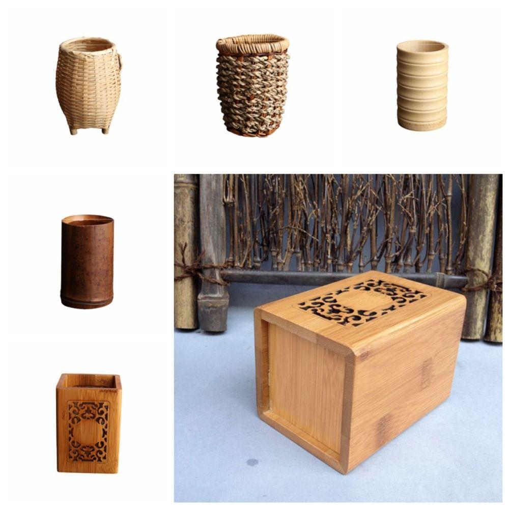 Classical Bamboo Pen Holder Chinese Style Bamboo Stick Tube Stationery Storage Tube  Office