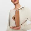 Michael Kors MK Fleur Solid Logo Lock Flap Closure Leather Baguette Bag Women Handbags Vanilla Brown 32F3G6FC1B-VANILLA/ACRN