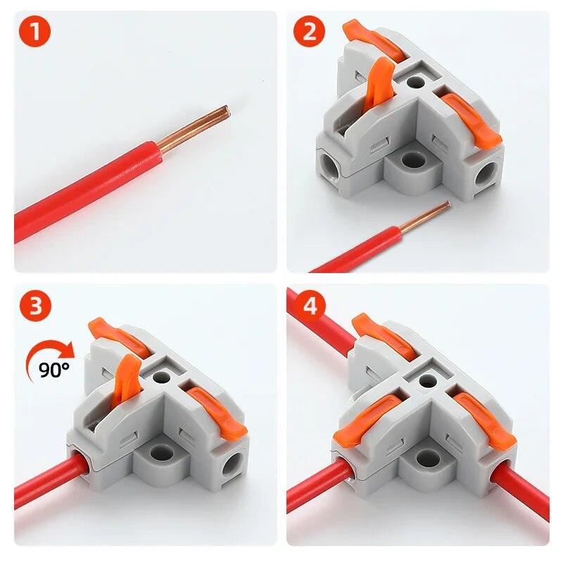 5 шт. T3 T4 быстрый соединитель T-образный зажим трех- и четырехсторонний разветвитель T-образный зажим кабель ответвление быстрый соединитель клеммы