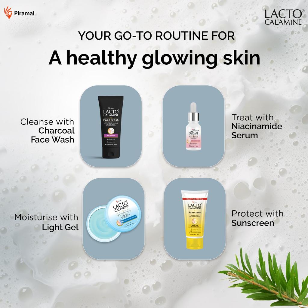 Lacto Calamine Уголь Активирует Гель для Умывания Алоэ Вера Экстракт Чайного Дерева Глубокий Детокс Кожи 100 мл Упаковка из 2 штук