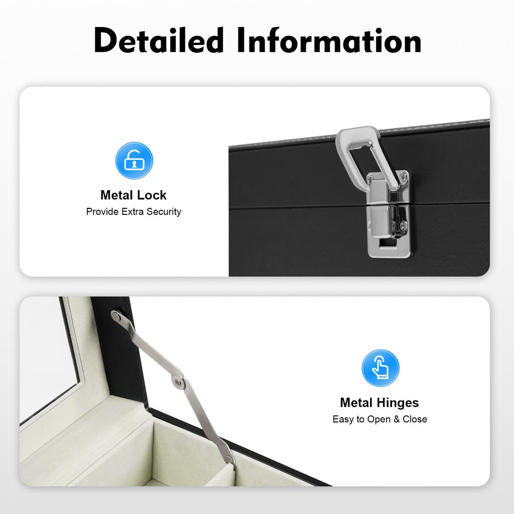 Коробка для часов с 24 ячейками, стеклянная крышка, 3-уровневый дисплей-кейс, органайзер-держатель для часов и очков, с замком для коллекционеров