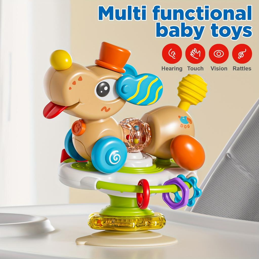 New Multi Functional Infant and Toddler Educational Toy,baby Table with Puppy Suction Cup, Rotating Fun, Detachable Steering Wheel Educational Toy