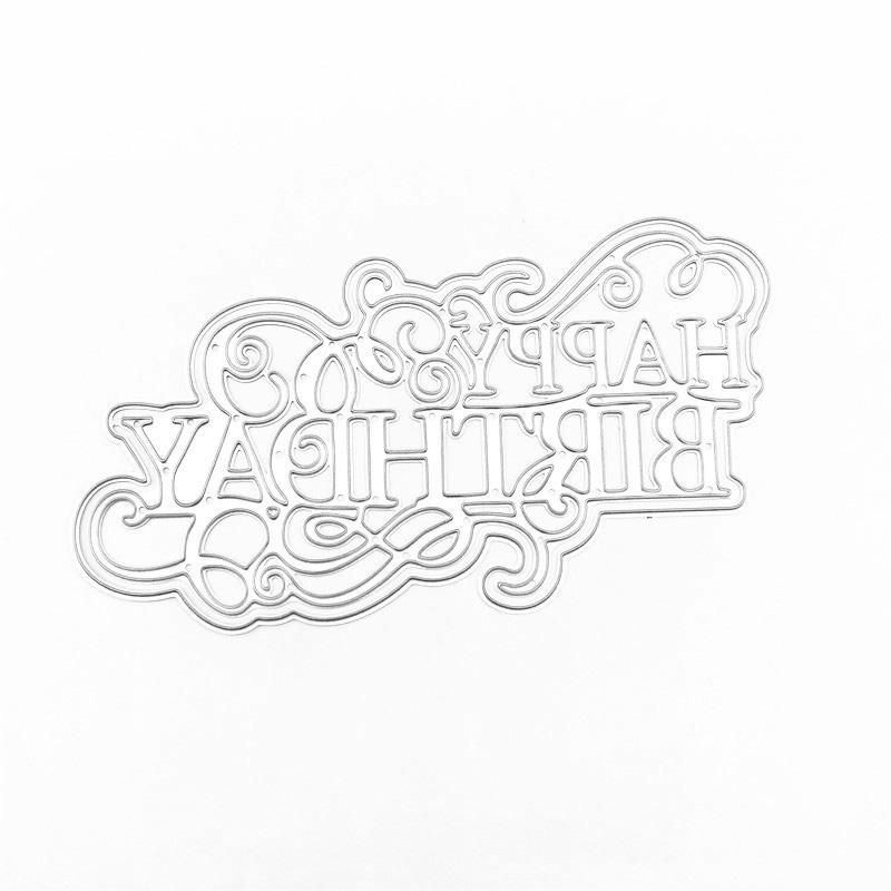 Металлический трафарет с надписью «С Днем Рождения», тиснение, вырубные штампы для «сделай сам», бумажные штампы для скрапбукинга, тиснение карт, ремесленный декор