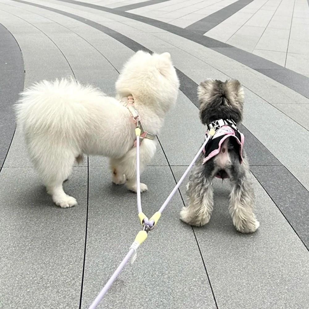 Durable 2 Dogs Pet Leash Nylon Extended Pet Leash Belt 2 in 1 Dual-Headed Leash Pet Accessories