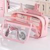 Multi-layer Transparent Pen Bag Large Capacity Stationery Box Transparent Pencil case  Students