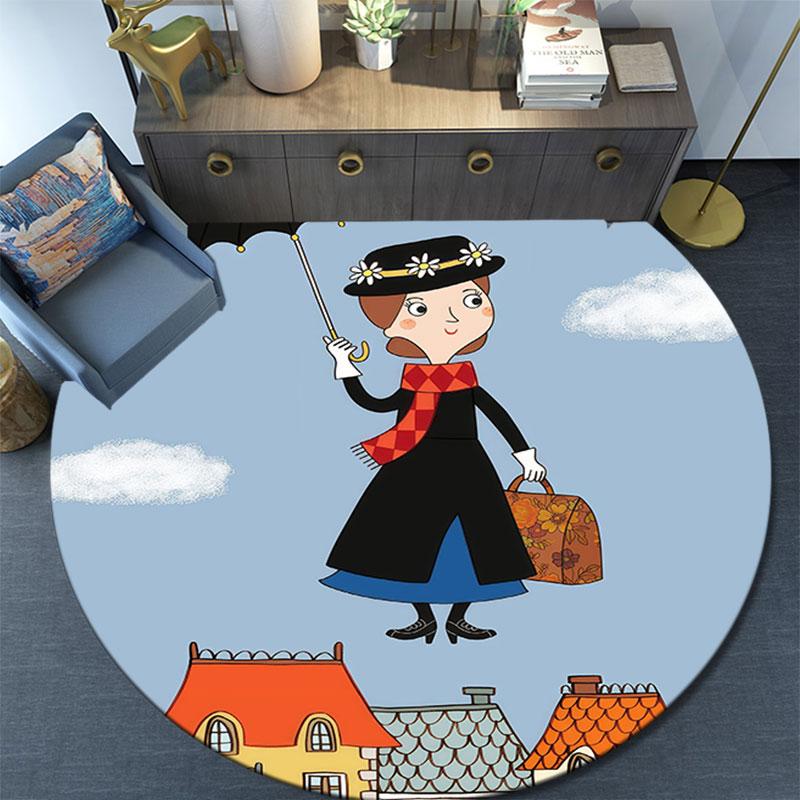 Magic Nanny pattern round rug,Carpet Rug for Living Room Bedroom Playroom ,Non-slip Floor Mat,Holiday Gifts and Birthday Gifts.