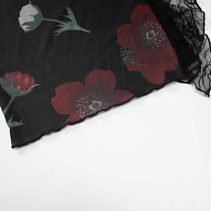 Wrapped Chest Summer Slit Dress Printed Lace Bra Skirt Women's Clothing Backless