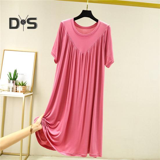 Pullover Lady Night Robe Short Sleeves Stylish Sleepwear Women Night Dress