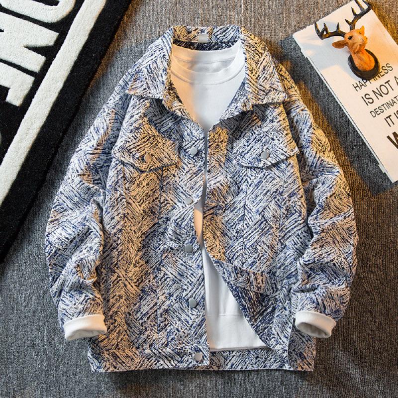 Мужская клетчатая вышитая надпись Small Fragrant Casual Jacket Мужская уличная красивая джинсовая куртка High Street Top