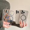 Creative PC Crystal Case Suitable for IPhone 16 High Translucent Ring Magnetic Suction Phone Case 14 Apple 15 Anti-fall