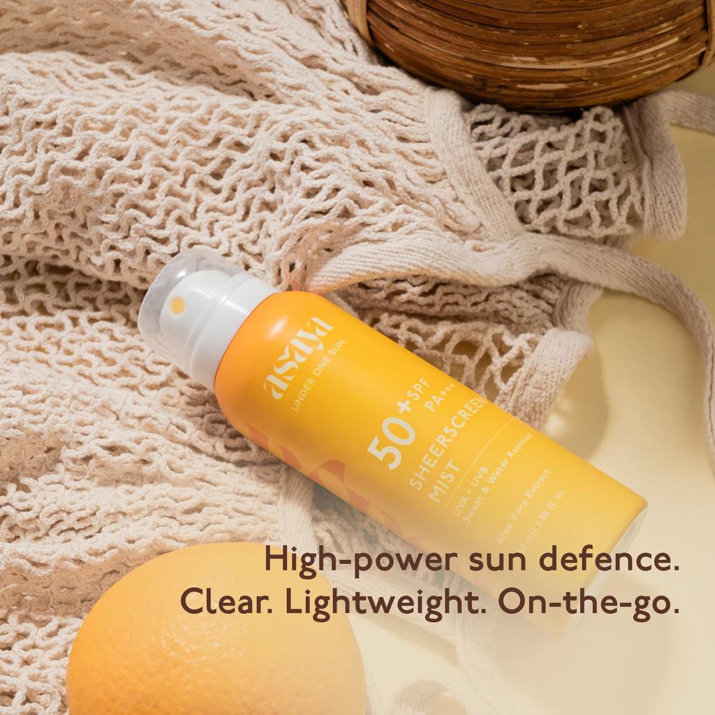 ASAYA | Спрей для защиты от солнца для тела SPF 50+ PA++++ | Протестировано In VIVO | Легкая защита широкого спектра действия | Быстросохнущий спрей | Разработан для улицы и Да