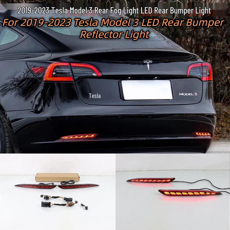 Светодиодный задний противотуманный фонарь с эффектом бегущей воды для Tesla Model 3 (2019-2023)