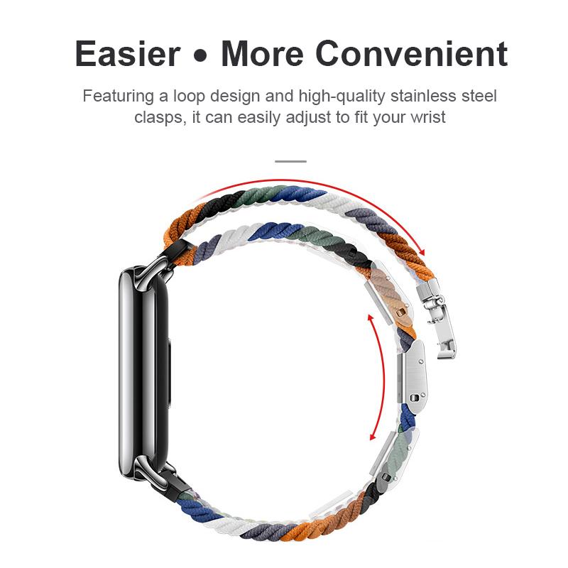 Braided Solo Loop for Xiaomi Smart Band 8 Bracelet Accessories Elastic Nylon Watchbands Replacement Correa Bracelet for Mi Band 8 Strap NFC