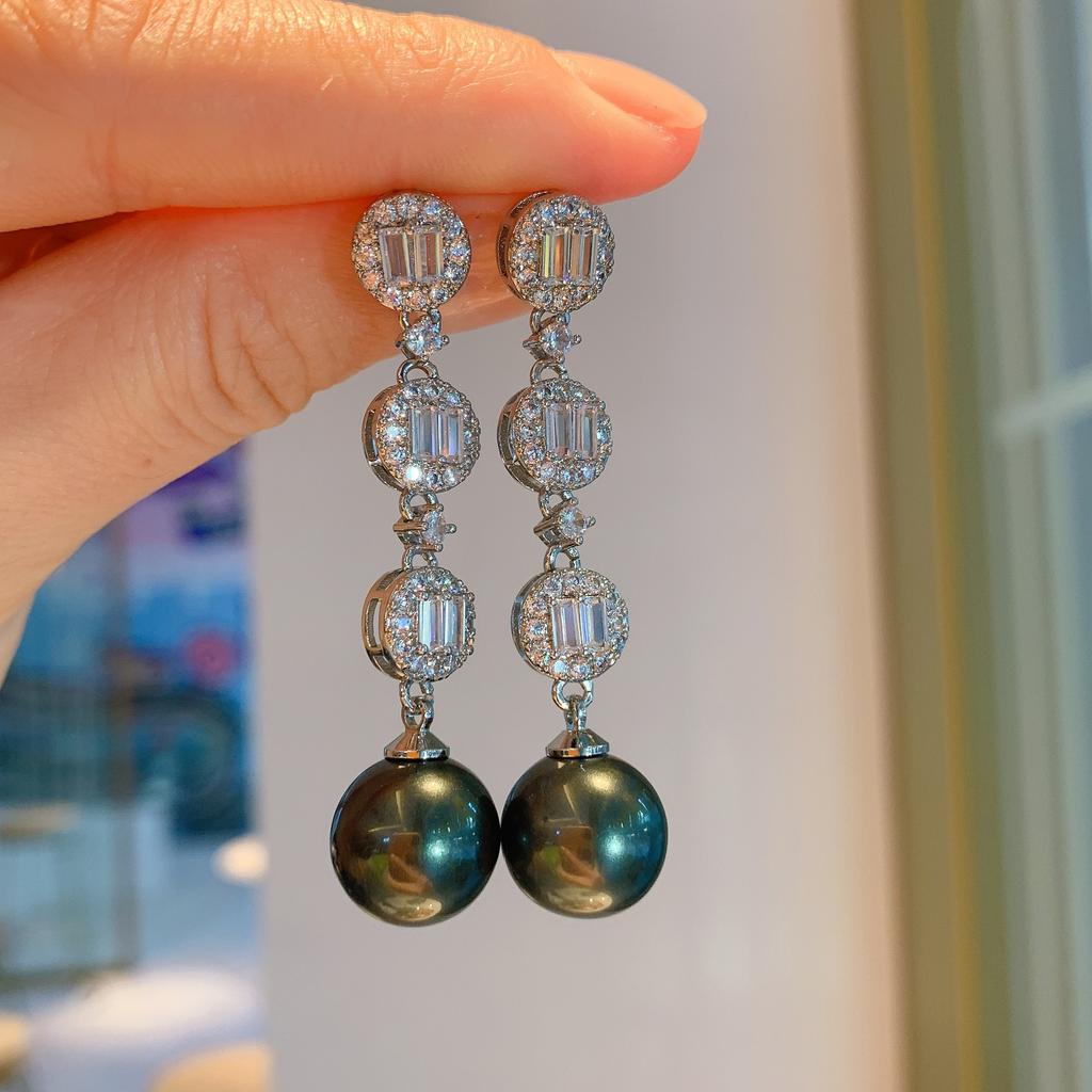 S925 Таитянский жемчуг кольцо серьги ювелирные изделия комплект из двух частей знаменитости модная одежда