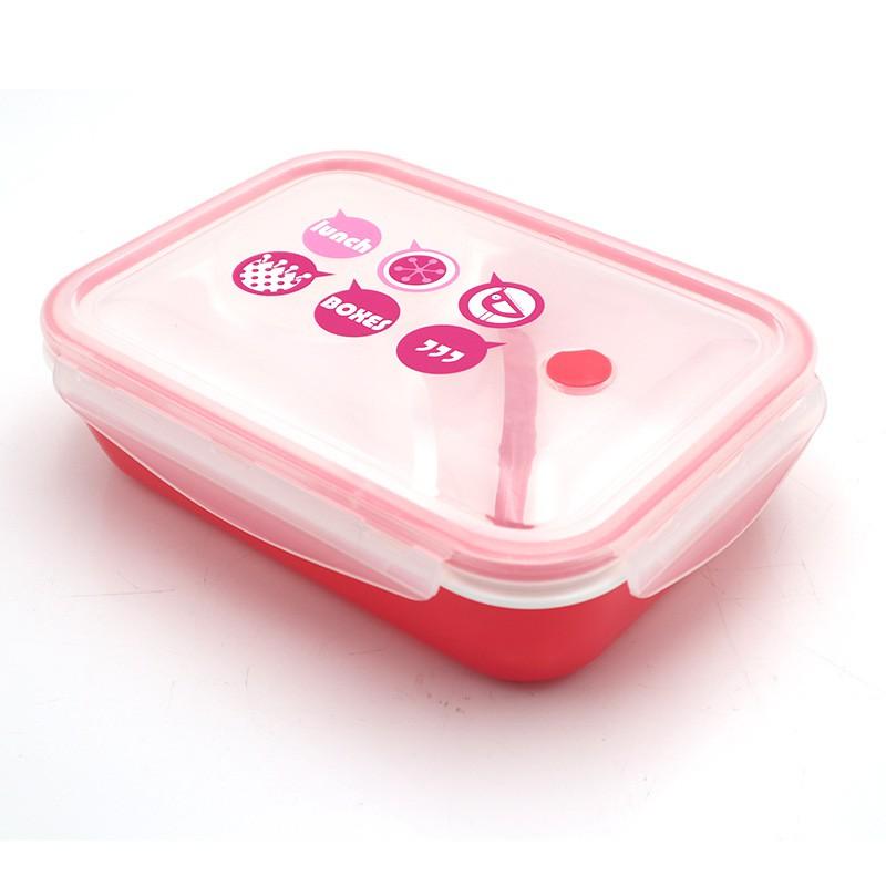 Reusable Plastic Bento Box Kids Adults 4-Compartment Square Lunch Container Microwave Safe Lightweight Portable Meal