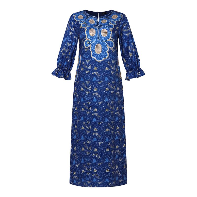 Женские платья больших размеров с круглым вырезом и коротким рукавом с принтом