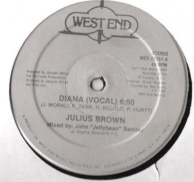 12-дюймовая пластинка JULIUS BROWN - Diana WES22157 West End Record 1983 США Танцевальная и Электронная Б/У