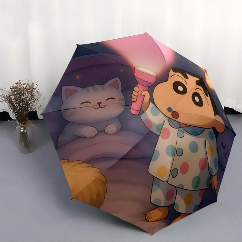 Складной зонт Crayon Shin-chan с автоматическим открытием/закрытием, 8 ребер, железный каркас, компактный, всесезонный 0808097