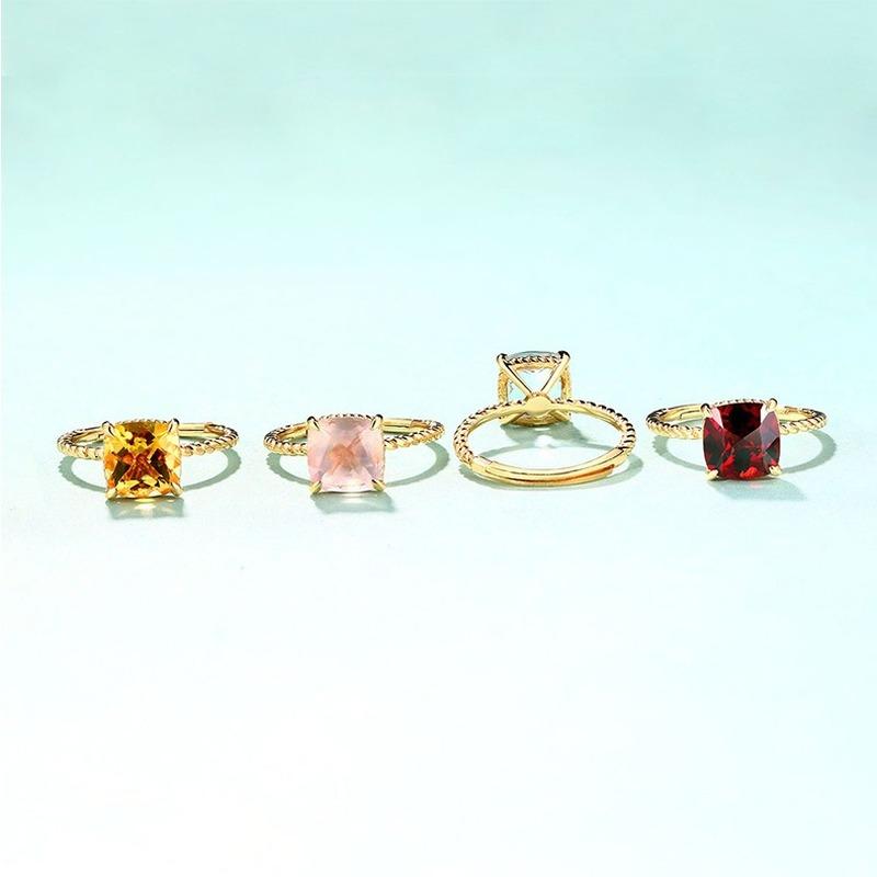 Tancise Classic 925 Sterling Silver 88*8 Pink Quartz Ring Ladies Jewelry Wedding Promise Party Gift