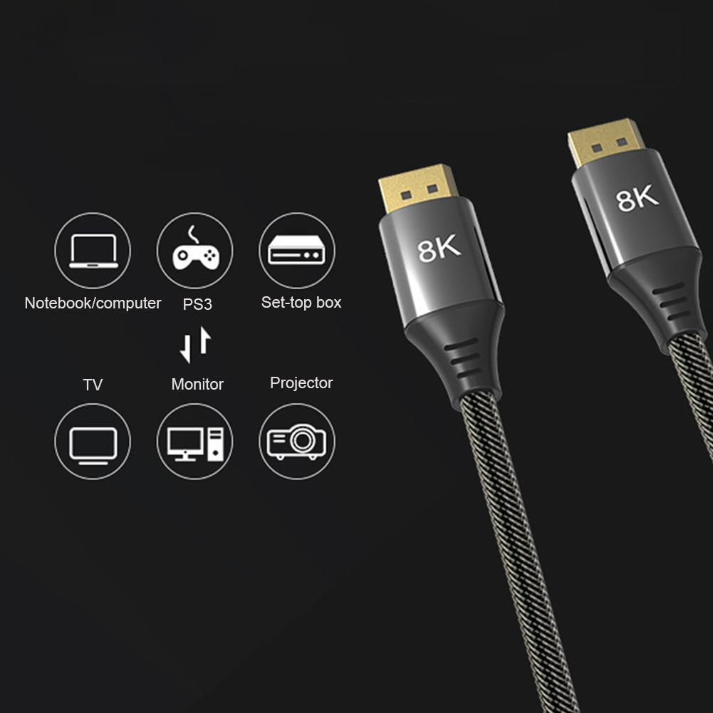 DP 1.4 Version Cable 8K 4K 32.4Gbps Bandwidth Data Cable for Computer Monitor2m 6.56ft