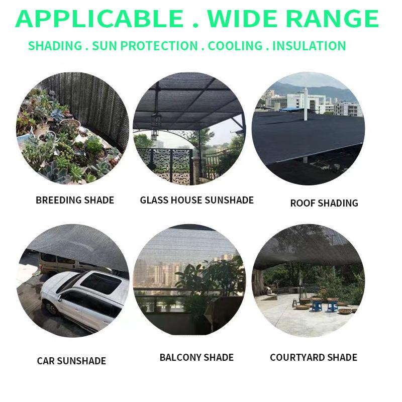 Thickened 12-pin 90% Shading Rate anti-UV HDPE Black Shading Net Outdoor Pergola Car Garage Rain Shed Shading Net