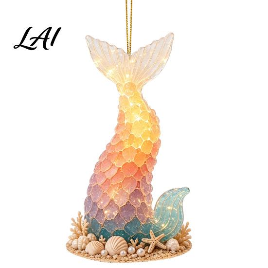 Christmas Presents for Family Ocean Theme Ornaments 2D Flat Acrylic Hanging Decor with Sea Animal Custom Tree Ornaments Designs Holiday Decorations