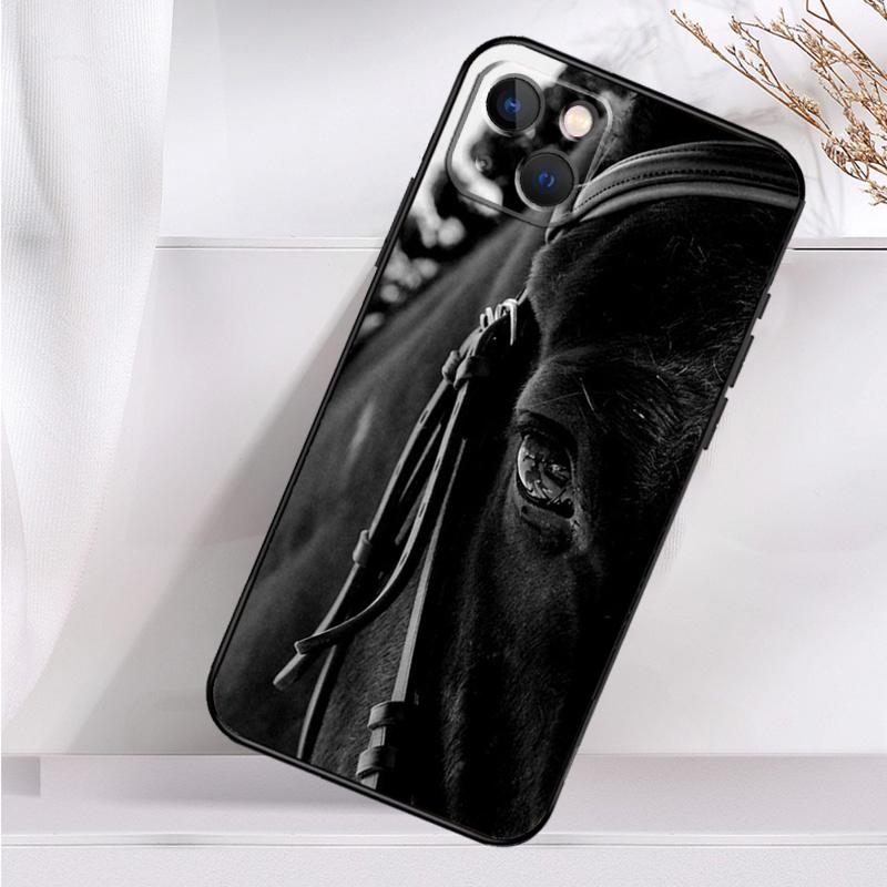 Черный Белый Лошадь Чехол Для Телефона iPhone 16 15 14 12 11 13 Pro Max 7 8 Plus X XR XS Max 13 12 Mini Cover
