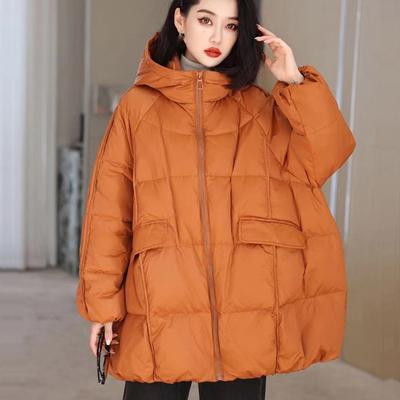Женская белая утиная пуховая куртка с капюшоном на осень-зиму теплая большая стеганая куртка повседневная свободная толстая парка верхняя одежда