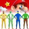 Colorful Long Sleeve Super Mario Jumpsuit 3d Printed Cosplay Outfit For Halloween Fun