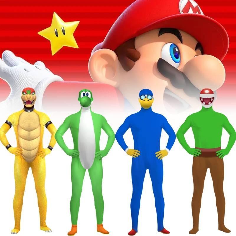 Colorful Long Sleeve Super Mario Jumpsuit 3d Printed Cosplay Outfit For Halloween Fun