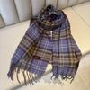 Korean Retro Red Plaid Scarf: Women's High-End Winter Warm Shawl & Neck Warmer