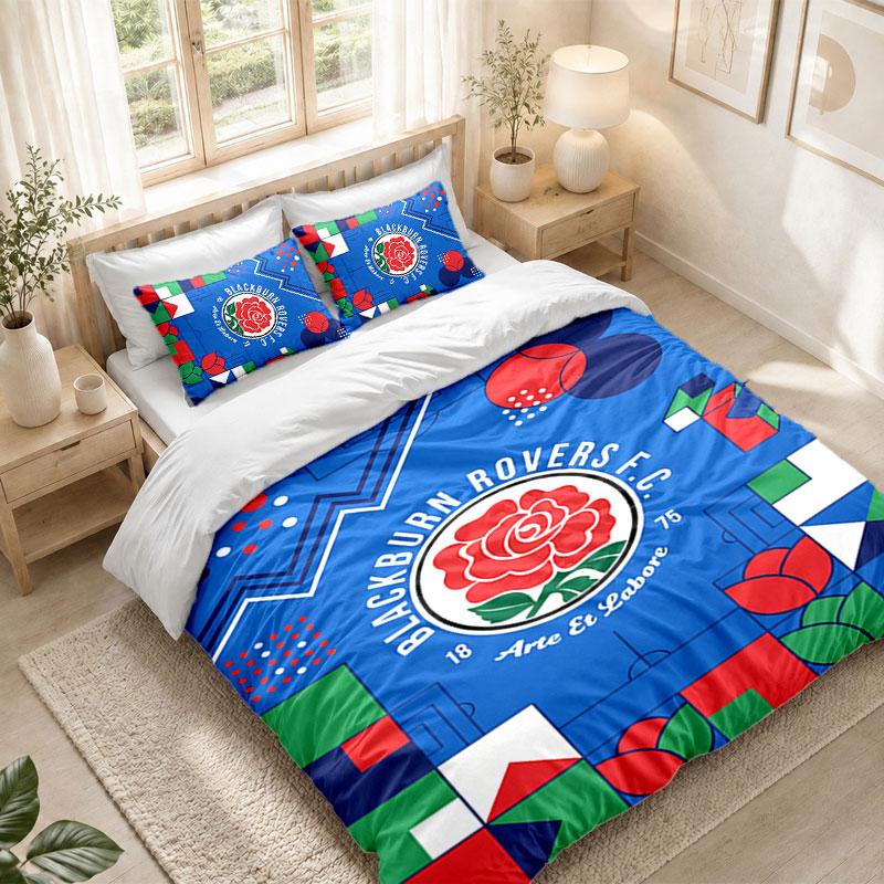 Комплект постельного белья 1 пододеяльник 2 наволочки Футбольный принт Blackburn Rovers Спальня Домашний декор
