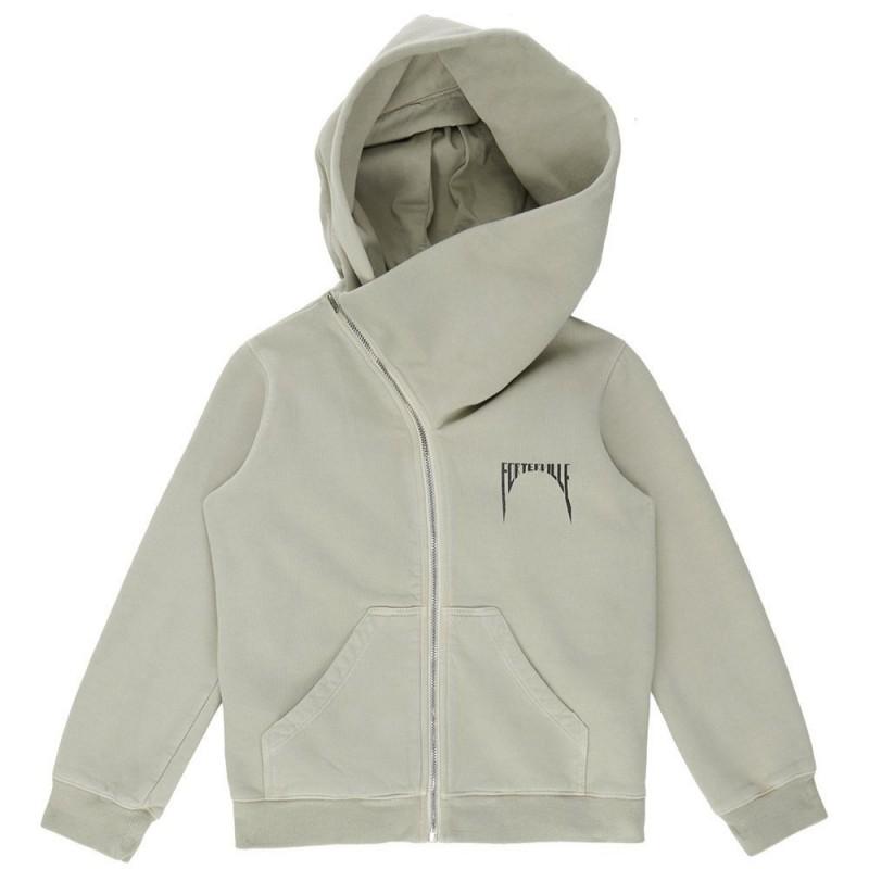 American Streetwear Hoodie Irregular Diagonal Zip Loose Fit Unisex 3D Print Retro Style