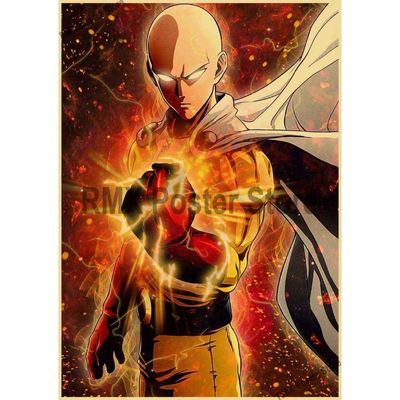 One Punch Man Posters Aesthetic Home Decor HD Print Pictures Living Room Bar Cafe Wall Art Painting Kraft Paper Anime Poster