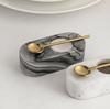 Marble Salt and Pepper Bowls with Brass Spoons - Kitchen Decor (Set of 2)