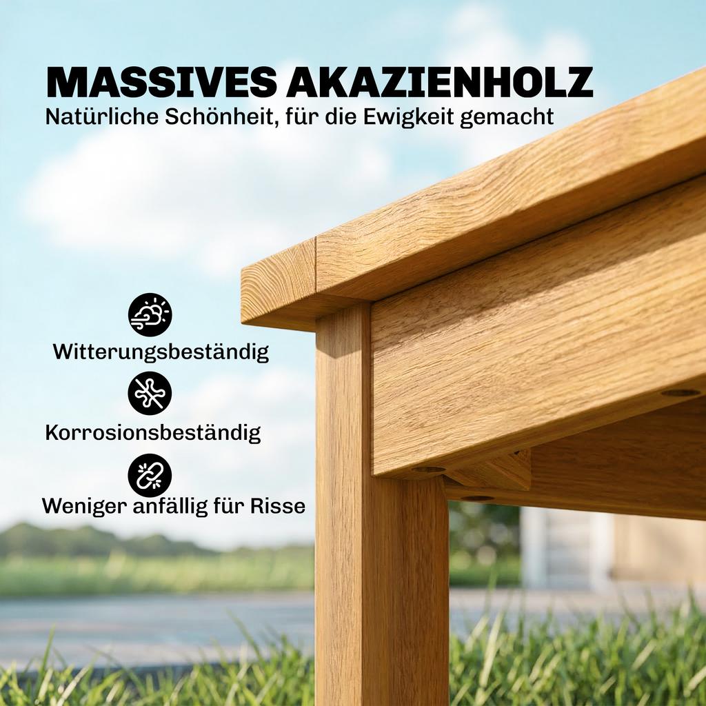 Coffee Table Fully Assembled Patio Side Table Slatted Top Solid Acacia Wood for Indoor Outdoor Natural Wood