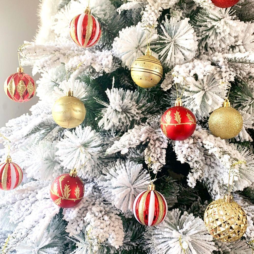 24Pcs/Box Plastic Christmas Colored Balls Electroplated Christmas Tree Hanging Pendant for Home