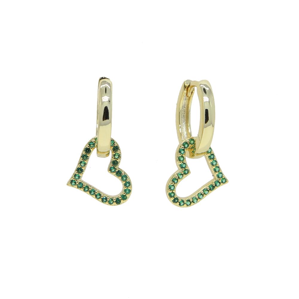 Promotion Trendy Cz Heart Star Hexagon Triangle Colorful Zircon Pendant Women Jewelry Small Hoop Earring