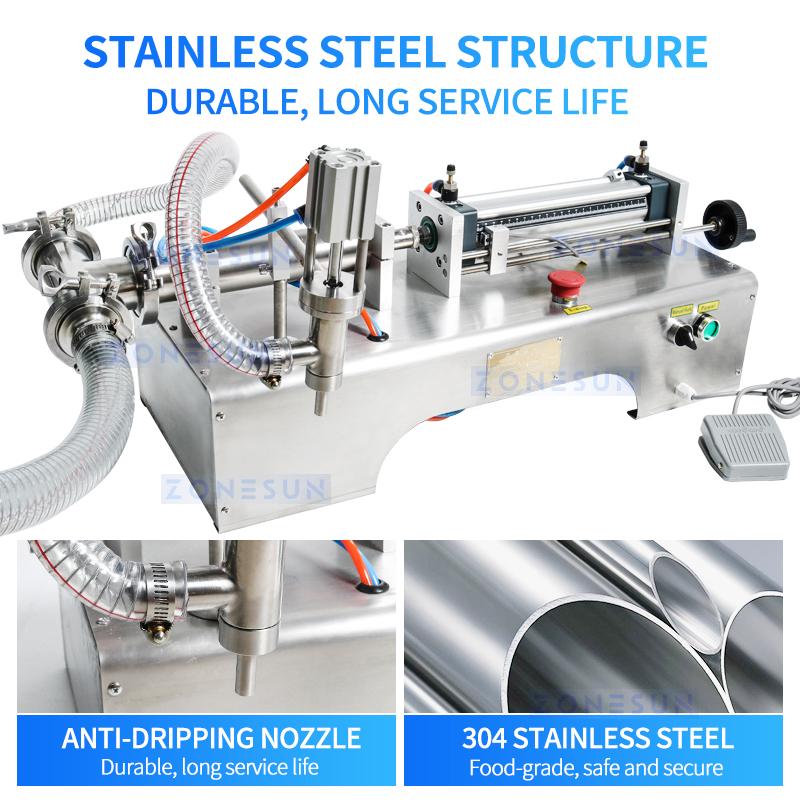 ZONESUN ZS-YT1 Liquid Filling Machine Pneumatic Piston Pump Bottle Filler for Shampoo Gel Water Wine Vinegar Coffee Oil Drink