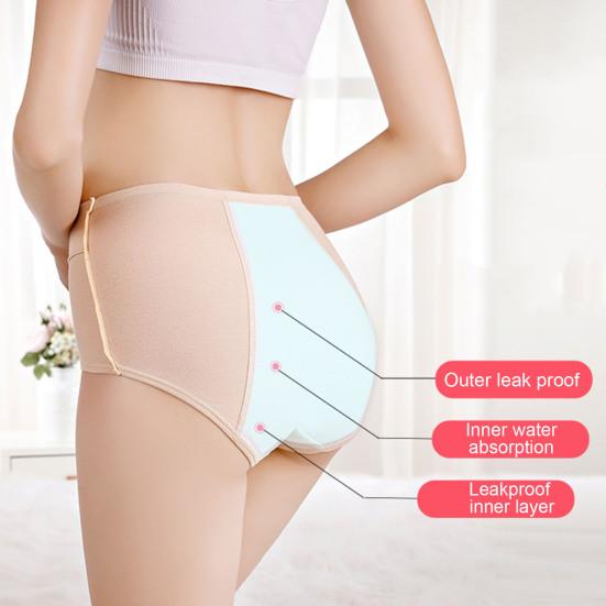 Женские трусики однотонные, большого размера, с высокой талией, бесшовные, эластичные, для предотвращения месячных