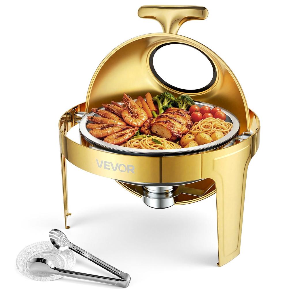 VEVOR 1 Pack Chafing Dish for Buffet Set, 6QT/ 5.7L Stainless Steel Chafer, for Banquet Party Wedding Catering Event