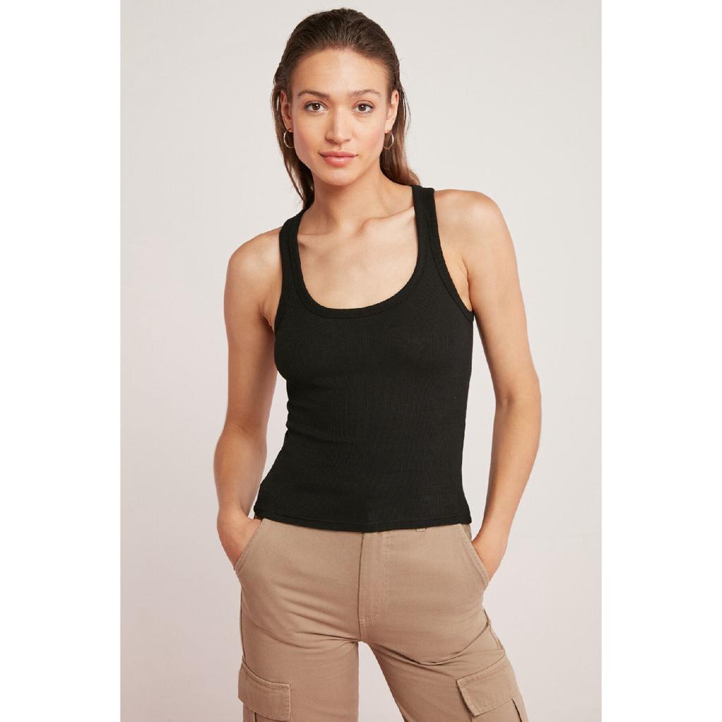 Lllesol Женская базовая белая майка в рубчик на толстых бретелях