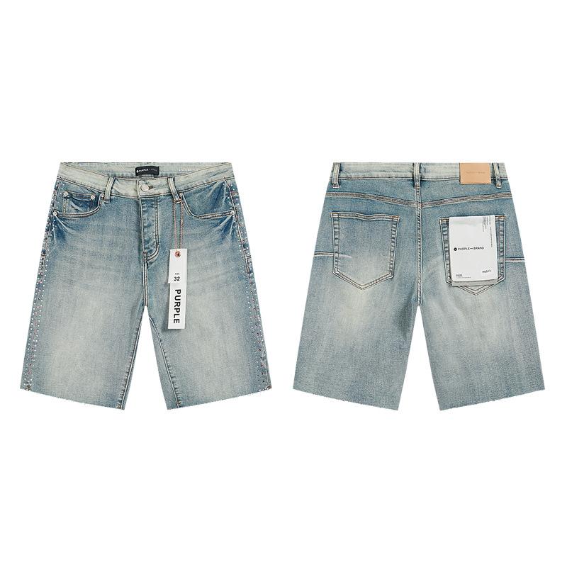 Трендовый трансграничный бренд PURPLE BRAND JEANS Европейские и американские уличные свободные и универсальные джинсовые шорты мужские и женские тренд