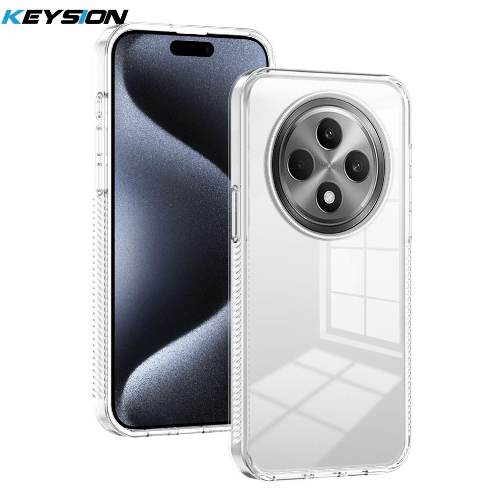 KEYSION Прозрачный чехол для телефона OPPO Reno12 F 5G Мягкий ТПУ+ПК Нескользящий HD Прозрачный Ударопрочный Чехол для телефона для OPPO Reno 12F 5G