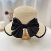 Straw Hat Women's New Bow Big Eaves Fisherman Sunscreen Hat Summer Outdoor Beach Vacation Sun Hat