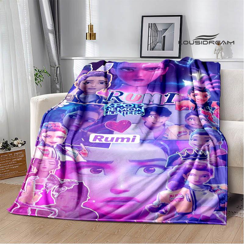 KPop Demon Hunters Cartoon printed blanket Picnic blanket Warm Flannel blankets Home bed linings blankets for beds Birthday Gift