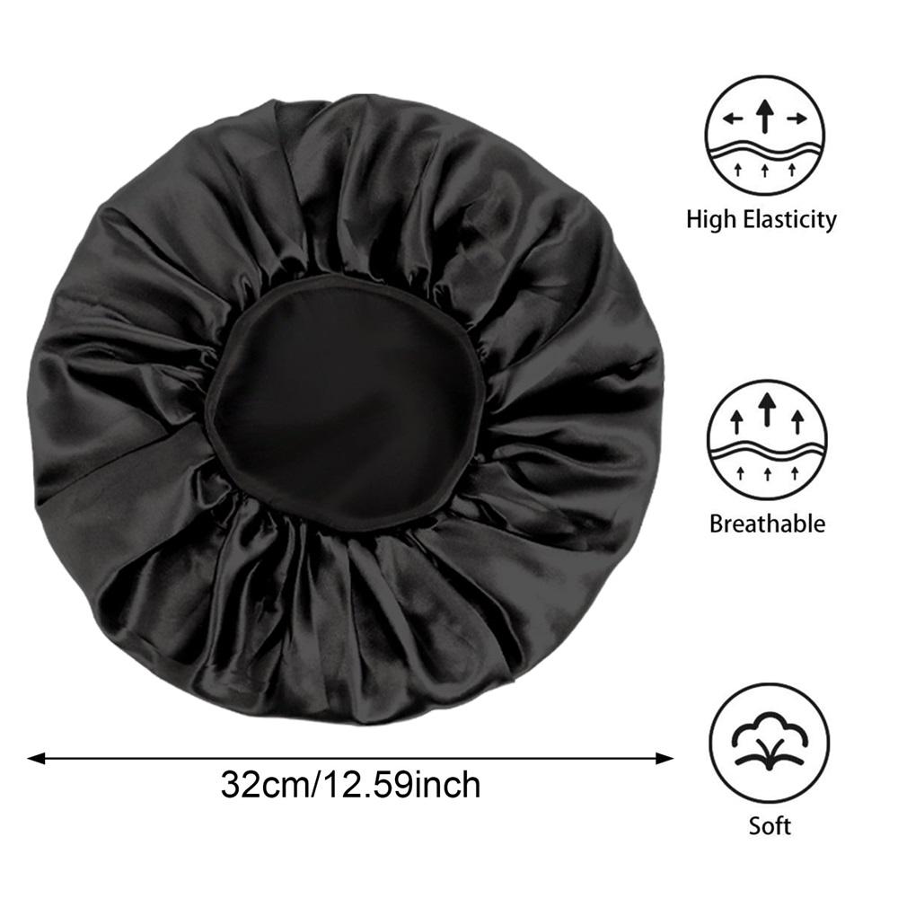 3 Pcs Silk Hair Bonnet with Wide Elastic Band, Sleepling Hair Wrap Cover, Satin Night Sleep Cap for Curly Long Hair Shower Bonnet