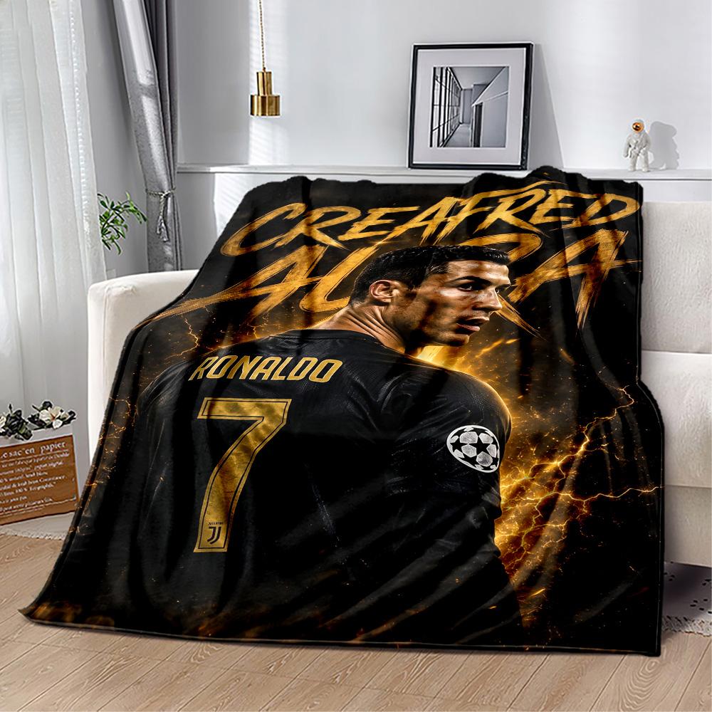 Ronaldo's Superstar Legacy: Moonlit Vision Blanket Soft Warm Cozy Perfect for Office Chair Couch Picnics Four Seasons Universal Playful Design